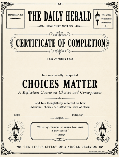 CHOICES MATTER: Vol. 1 A Reflection Course on Choices and Consequences