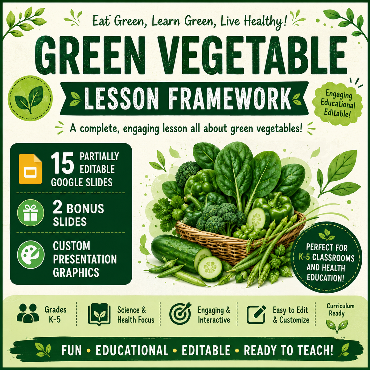Green Vegetable Lesson Framework Slides Deck