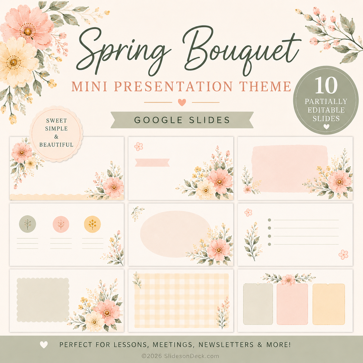 Spring Bouquet Mini Presentation Theme Slides Deck