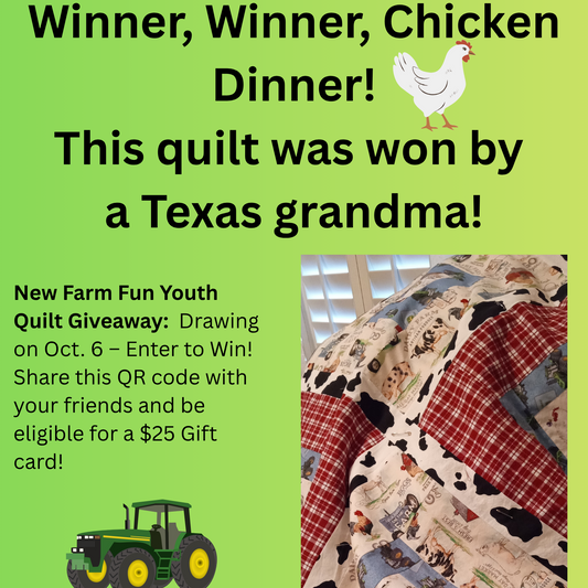 Farm Fun Youth Quilt. DRAWING ON MON. OCT6 - Drawing results video in the description