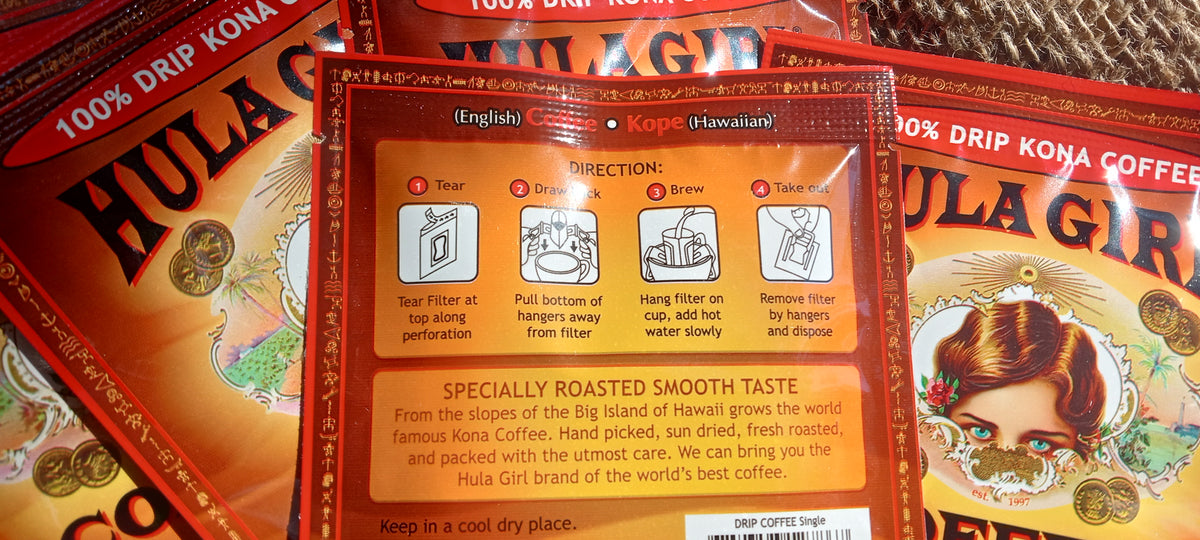 Hula Girl Kona Coffee Drip Packs – 8 Count