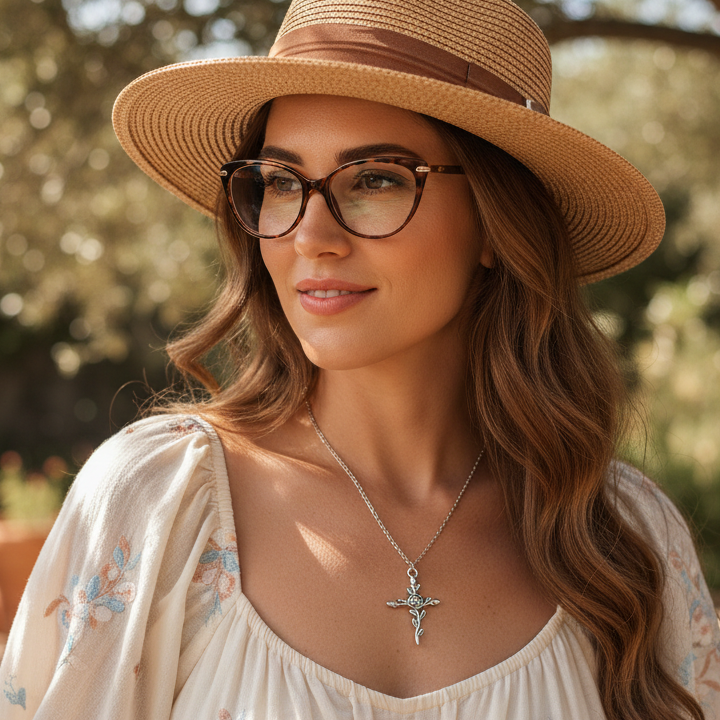 Floral Cross Necklace