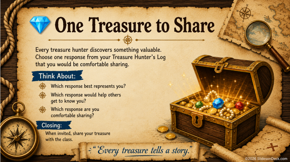 Treasure Hunter First Week of School Slides Deck