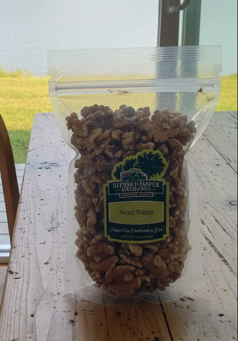 Bag of Natural Walnuts on a country table